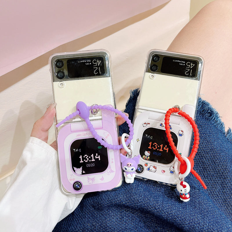 Case Retrô Hello Kitty com Cordão - Para Samsung Z Flip