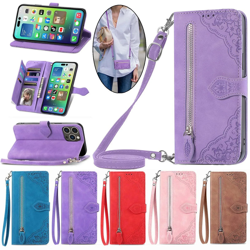 Case Carteira Luxo c/ Strap e Alça - Para Motorola Linha G