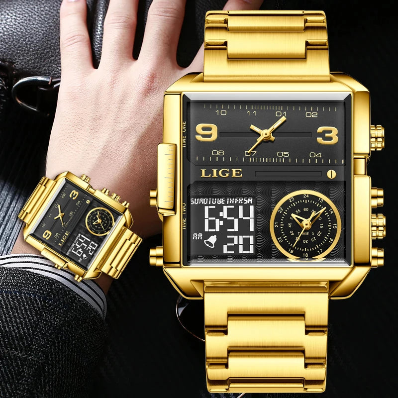 Relógio Men's Urban Style Golden Luxo
