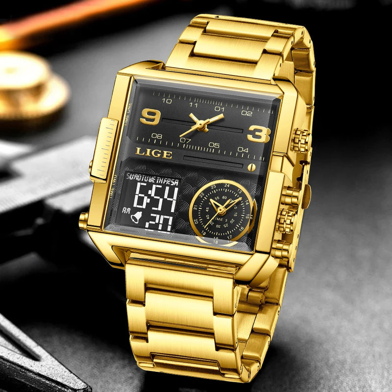 Relógio Men's Urban Style Golden Luxo