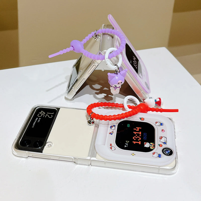 Case Retrô Hello Kitty com Cordão - Para Samsung Z Flip