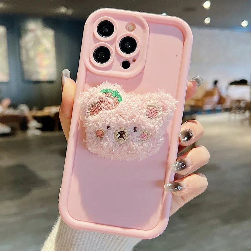 Case Cute Animals - Capa Fofa 3D de Pelúcia para Xiaomi Linha Mi & POCO