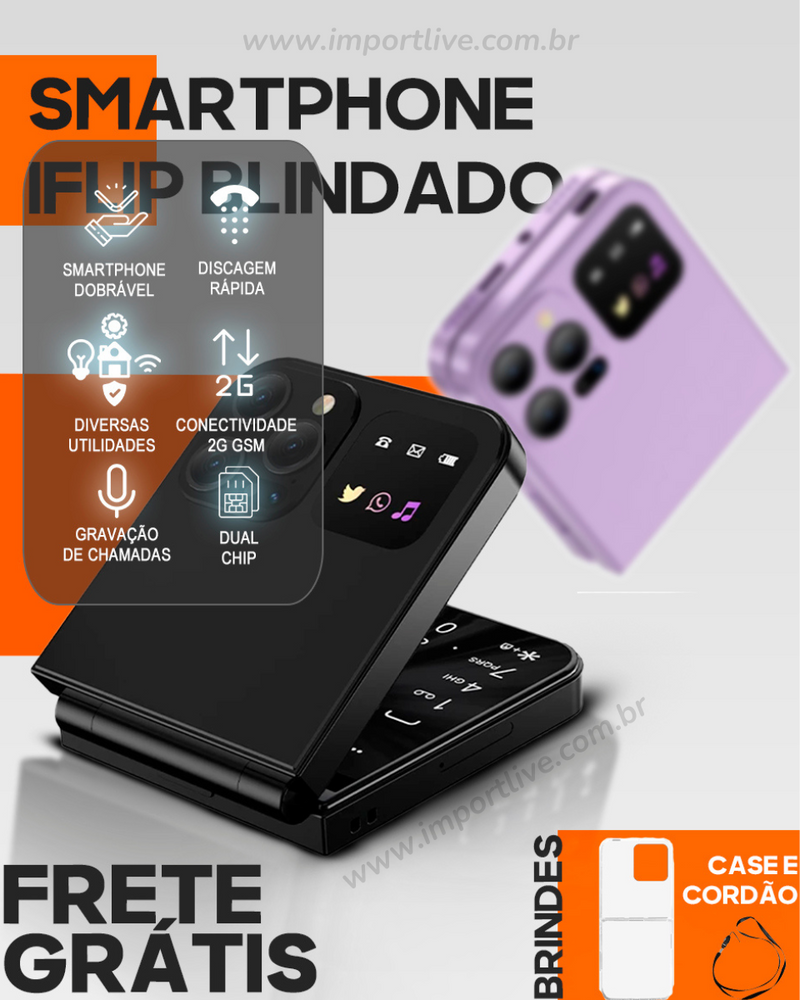 Smartphone iFlip Blindado | LANÇAMENTO 2024 Modelo Único e Exclusivo - Original Importlive