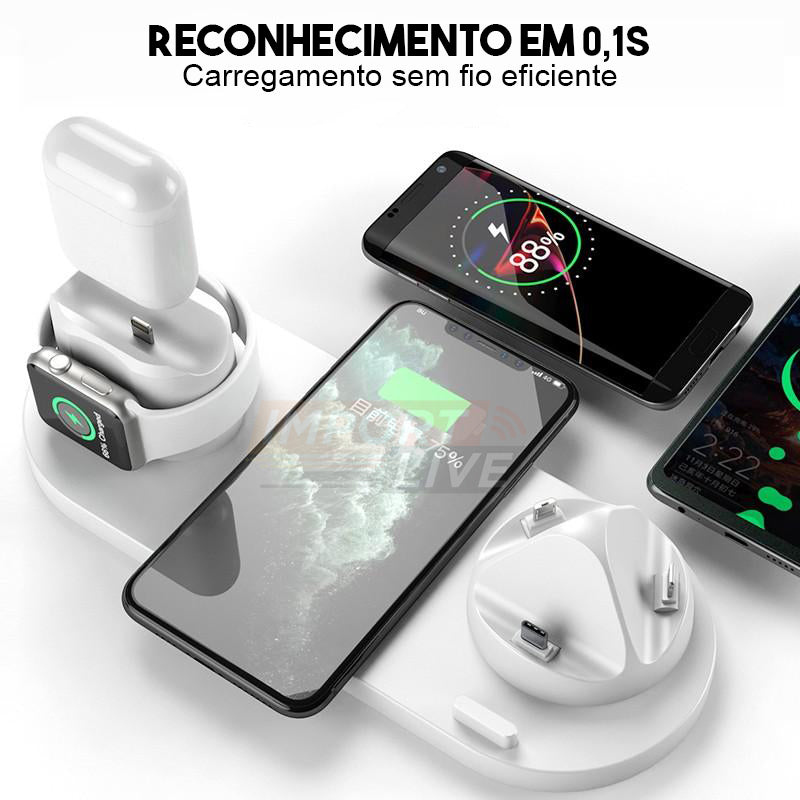 Base de Carregamento Sem Fio iPhone e Android - 6 em 1