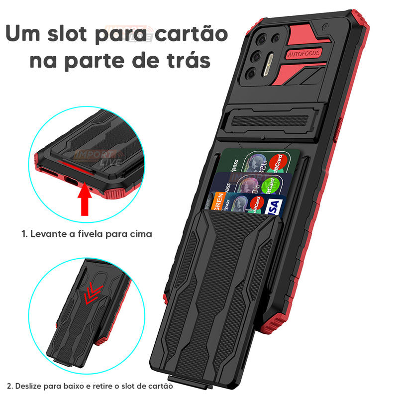 Case Anti Choque Luxo c/ Espaço para Cartão - Para Motorola