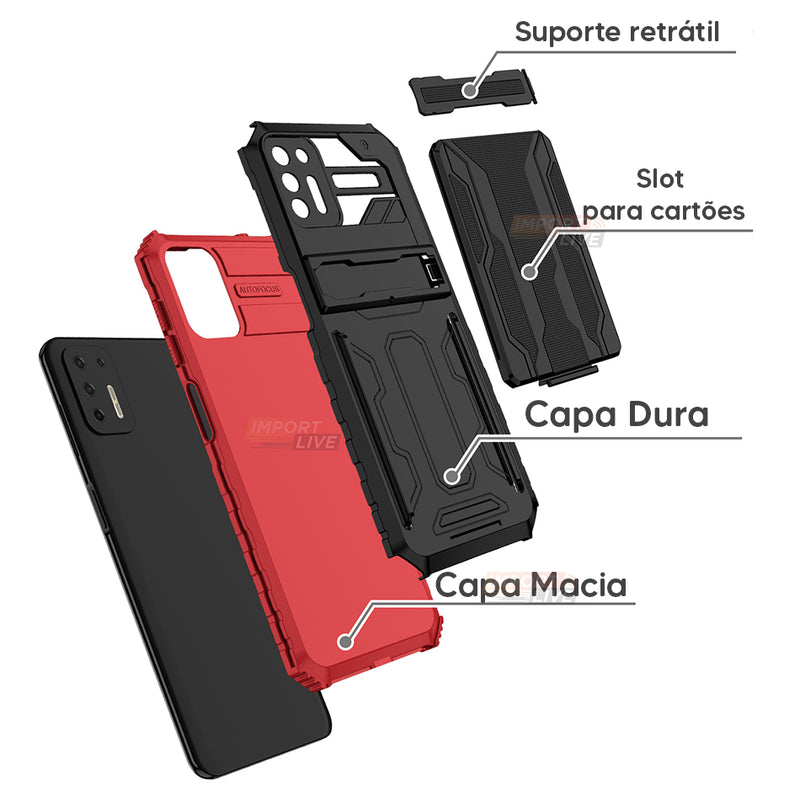 Case Anti Choque Luxo c/ Espaço para Cartão - Para Motorola