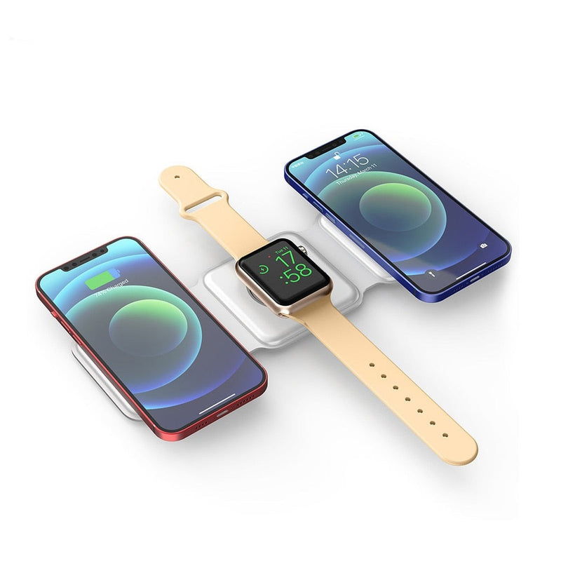 Carregador Magnético 3 em 1 Portátil Para iPhone, Apple Watch e Airpods