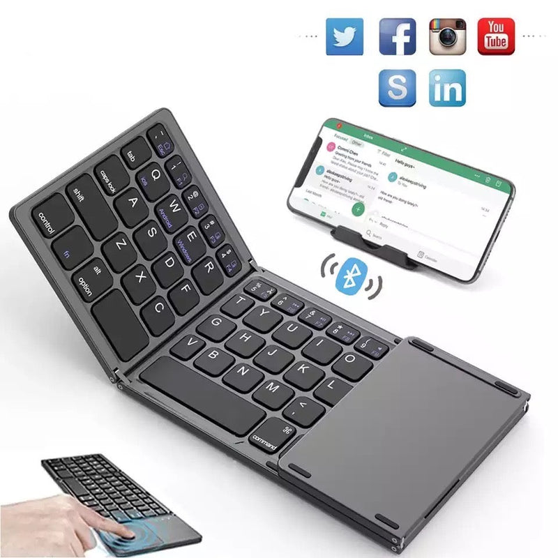 Mini Teclado Dobrável Wireless c/ Touchpad