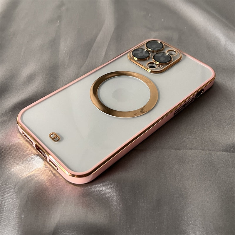Case Clear Platinium Golden Luxo iPhone