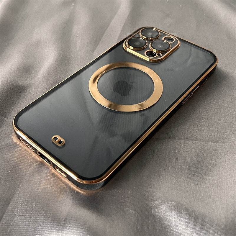 Case Clear Platinium Golden Luxo iPhone