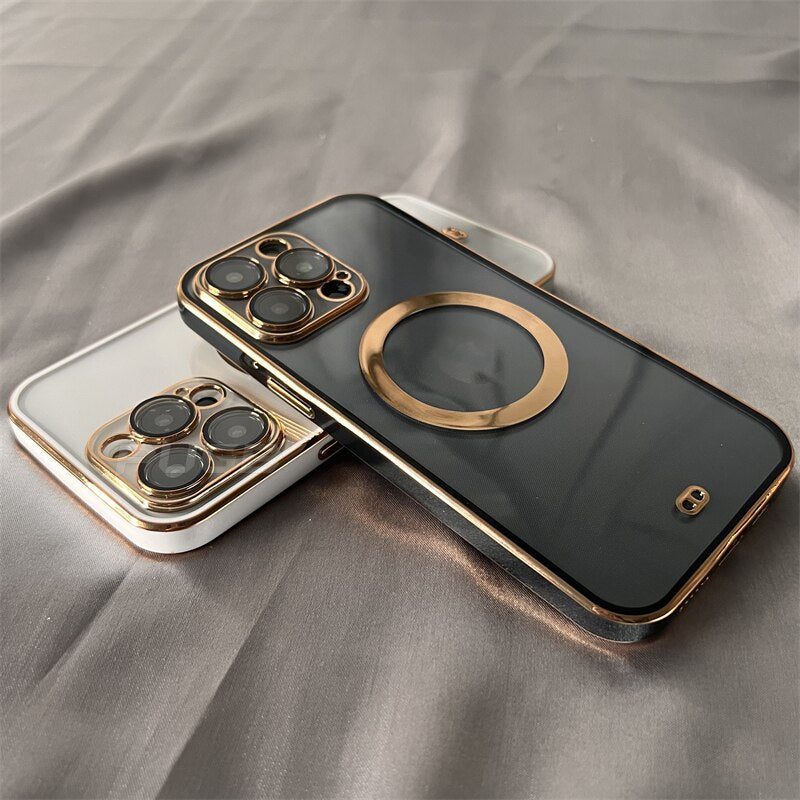 Case Clear Platinium Golden Luxo iPhone