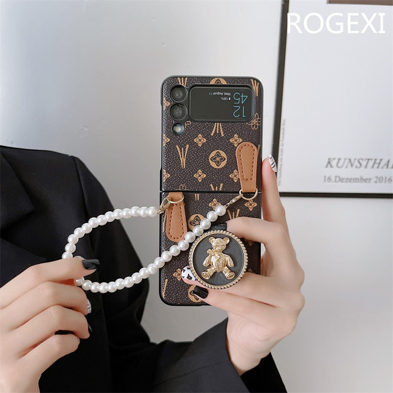Case Pérola Bear Luxury - Para Samsung Z Flip