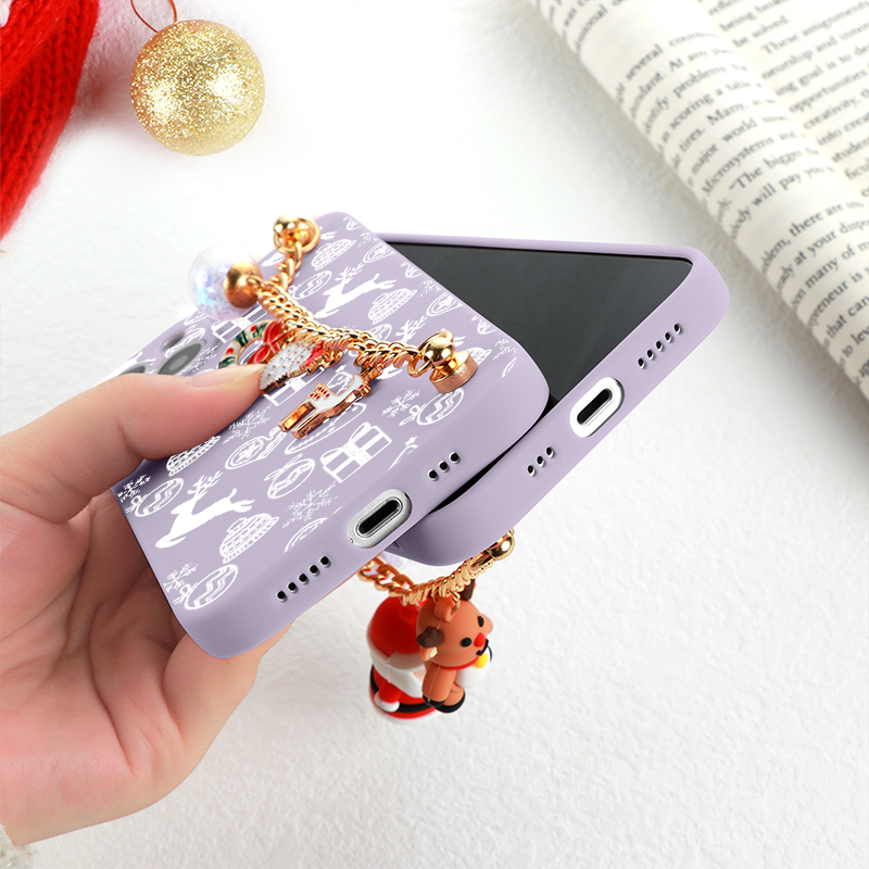 Case Cute Merry Christmas iPhone - Com Pingente