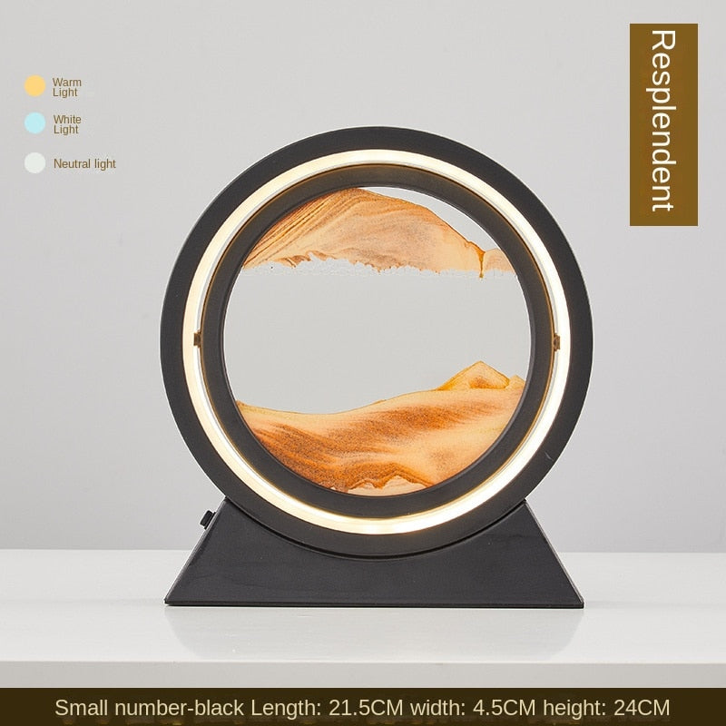 Ampulheta Rotativa LED 3D - Areia Movediça