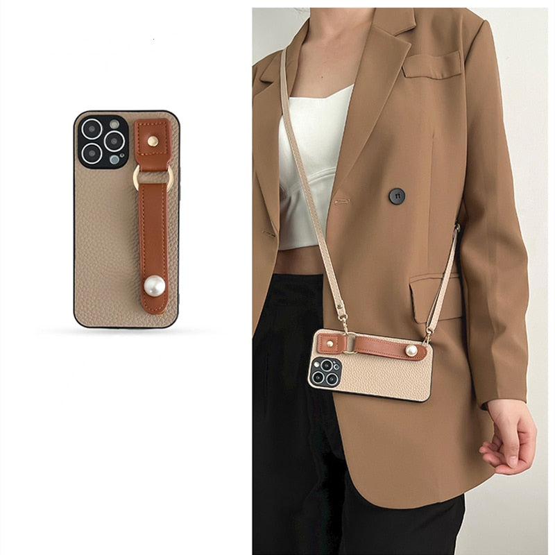 Case Couro Crossbody Luxo iPhone