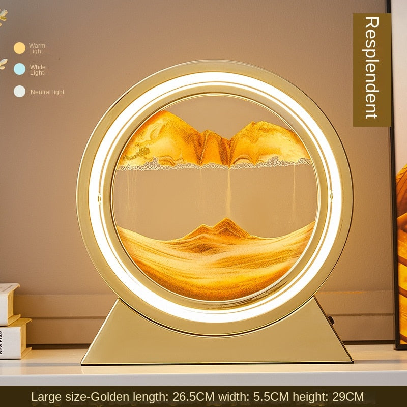 Ampulheta Rotativa LED 3D - Areia Movediça