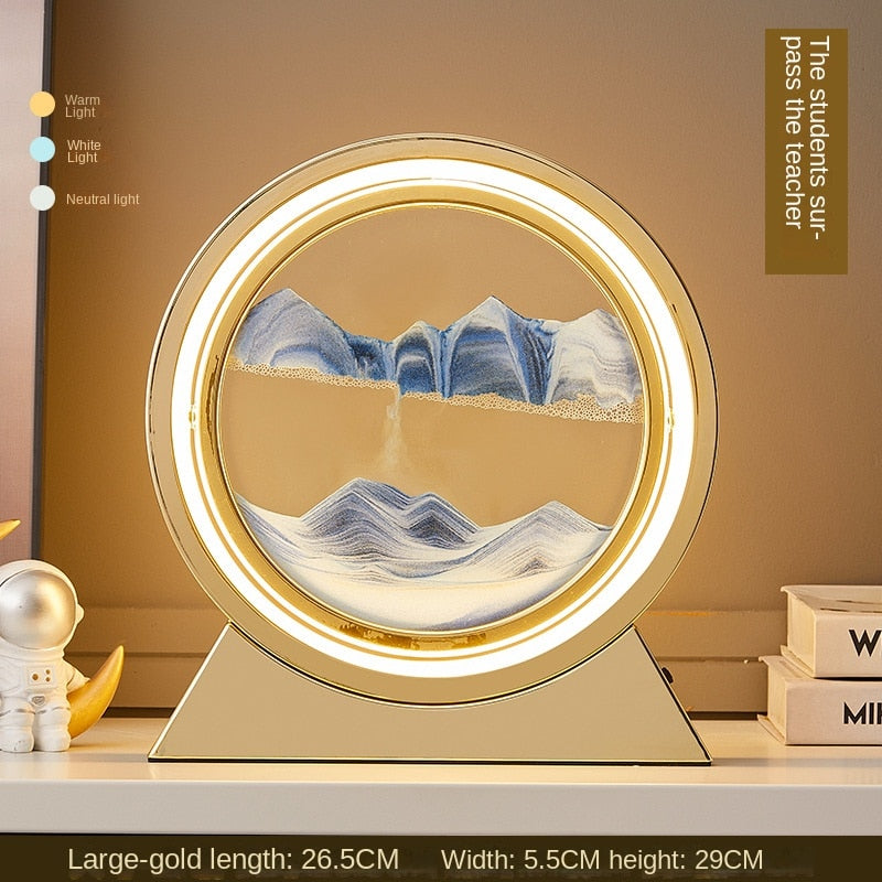 Ampulheta Rotativa LED 3D - Areia Movediça