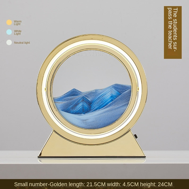 Ampulheta Rotativa LED 3D - Areia Movediça