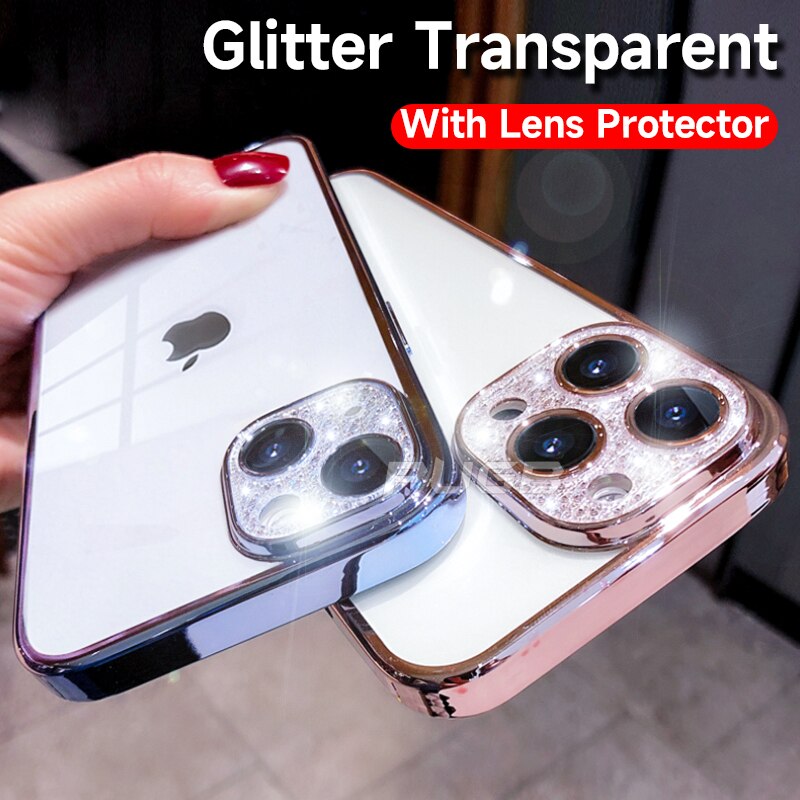 Case Luxuosa Glitter Diamante iPhone - Com Protetores de Lente