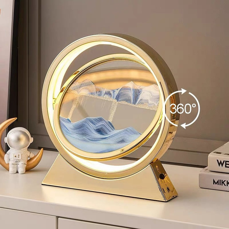 Ampulheta Rotativa LED 3D - Areia Movediça