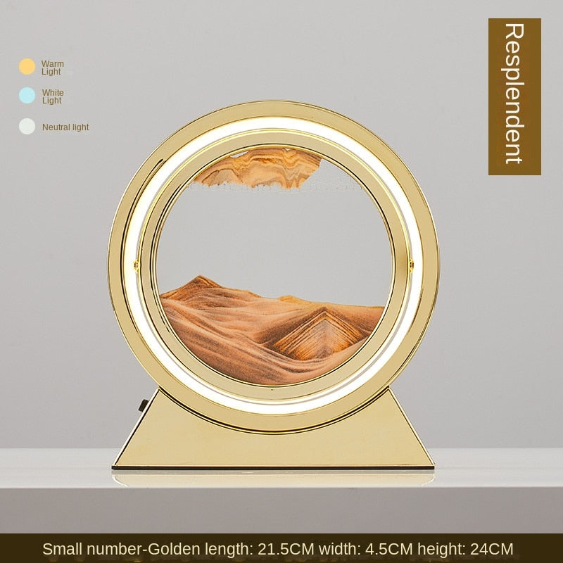 Ampulheta Rotativa LED 3D - Areia Movediça