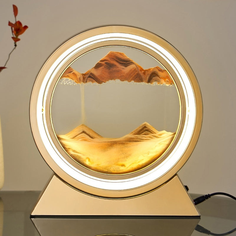 Ampulheta Rotativa LED 3D - Areia Movediça