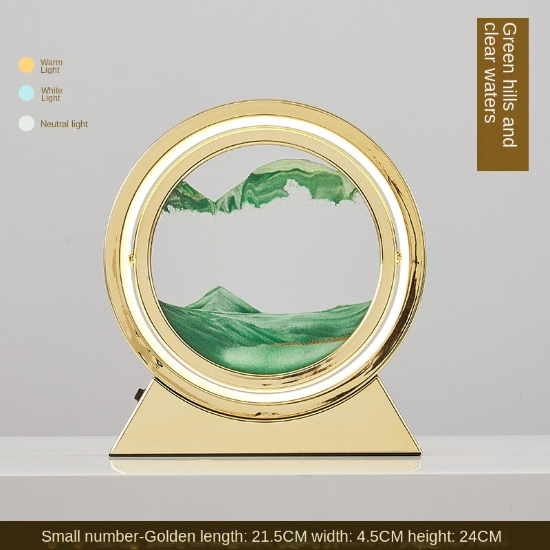Ampulheta Rotativa LED 3D - Areia Movediça