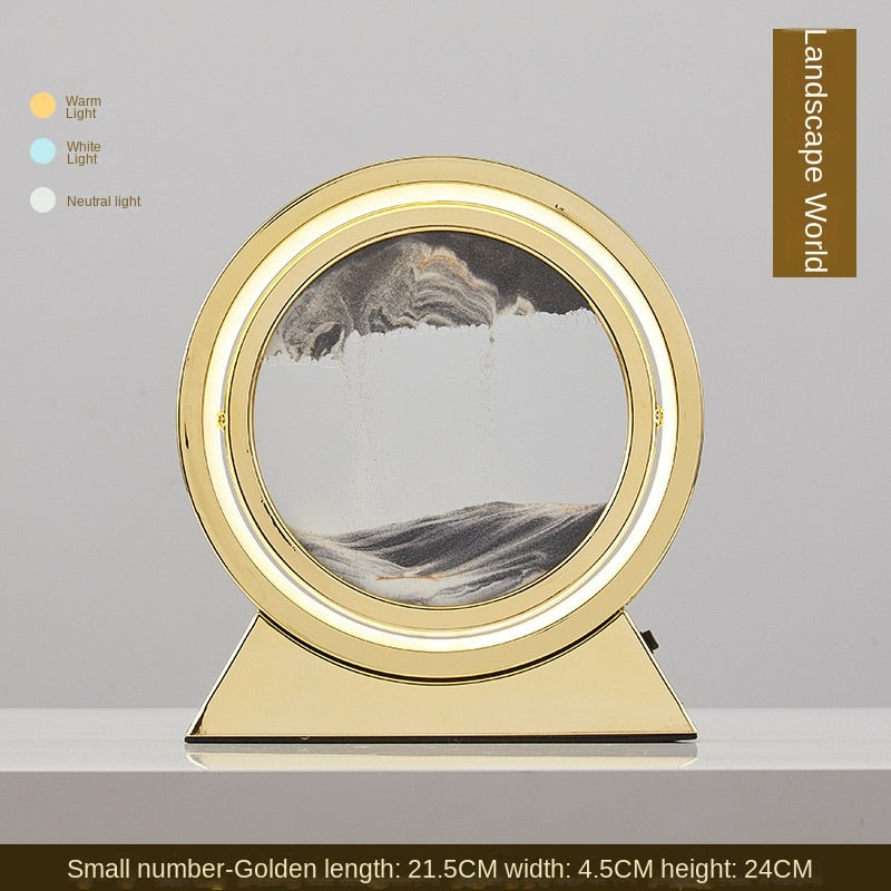 Ampulheta Rotativa LED 3D - Areia Movediça