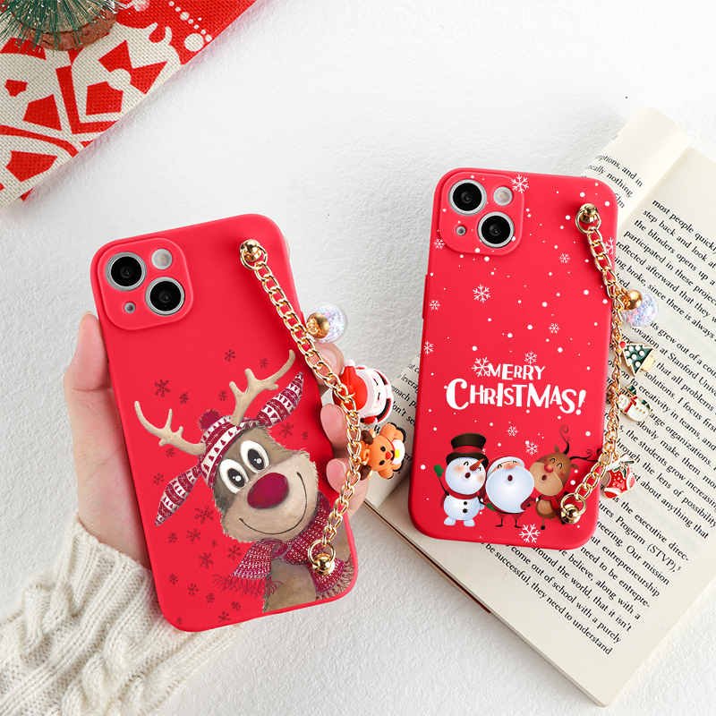 Case Cute Merry Christmas iPhone - Com Pingente