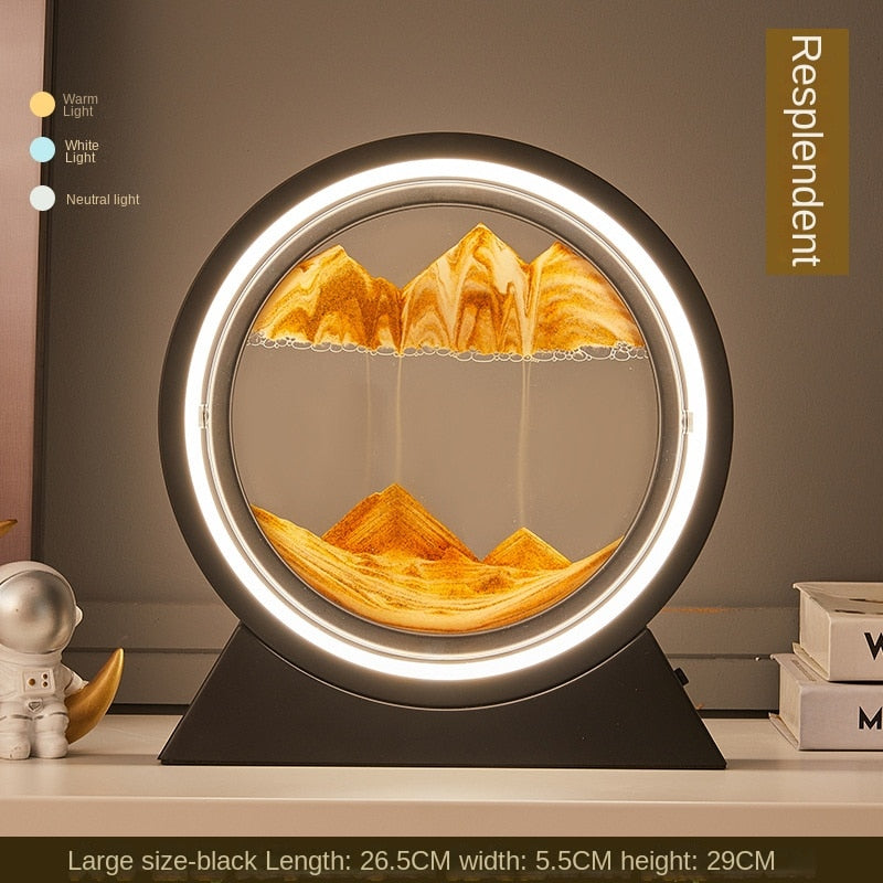 Ampulheta Rotativa LED 3D - Areia Movediça