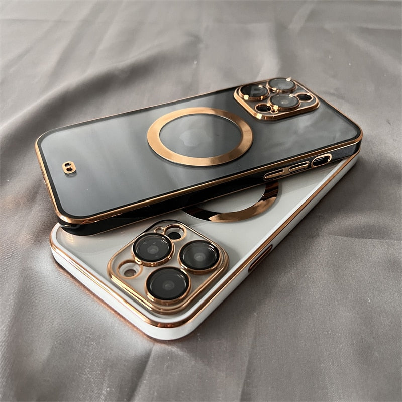 Case Clear Platinium Golden Luxo iPhone