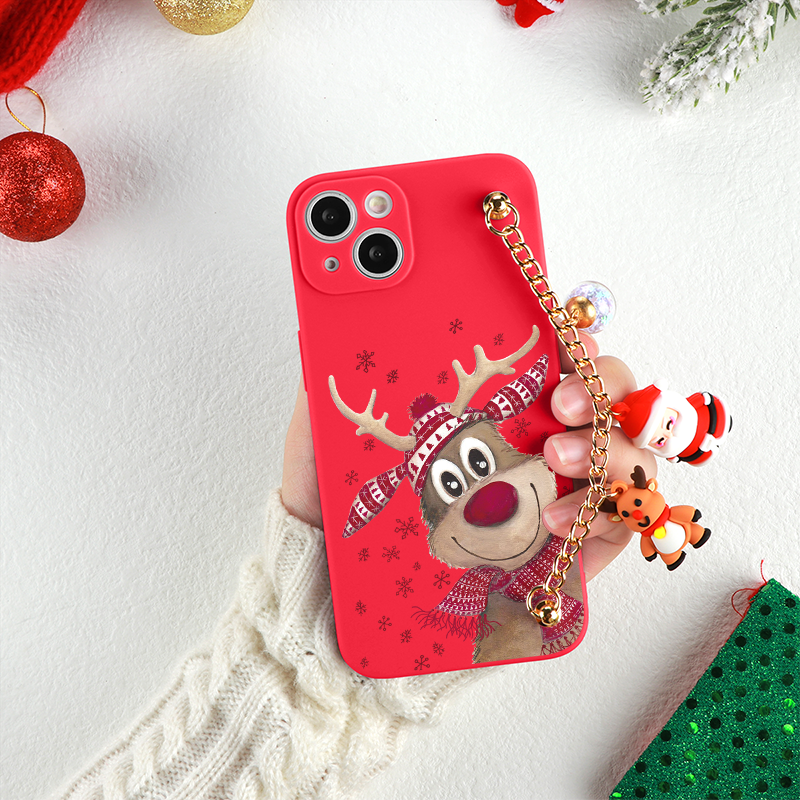 Case Cute Merry Christmas iPhone - Com Pingente
