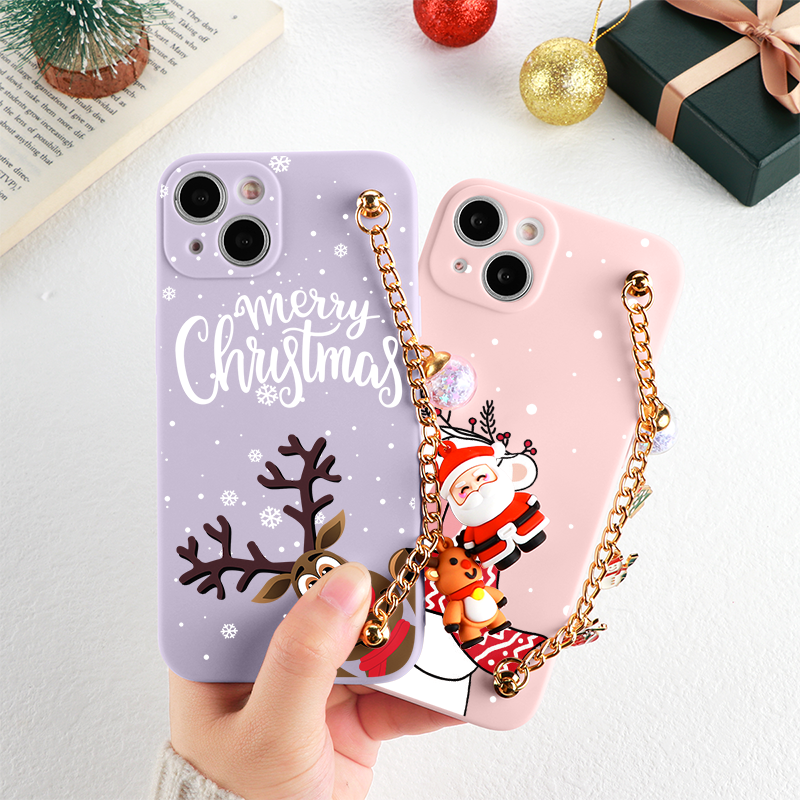 Case Cute Merry Christmas iPhone - Com Pingente