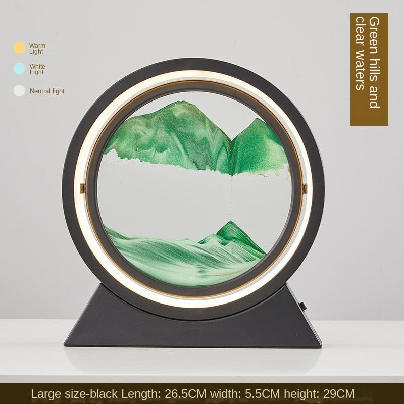 Ampulheta Rotativa LED 3D - Areia Movediça