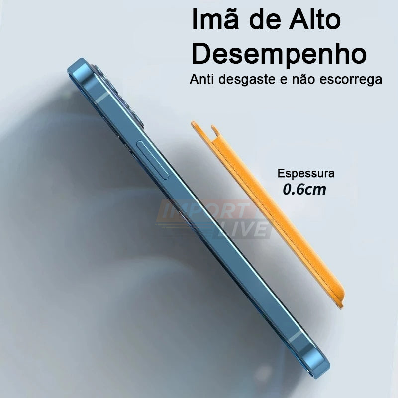 Kit Exclusivo Duo MagSafe iPhone - Linha 15 | Case Transparente + Carteira Magnética em Couro
