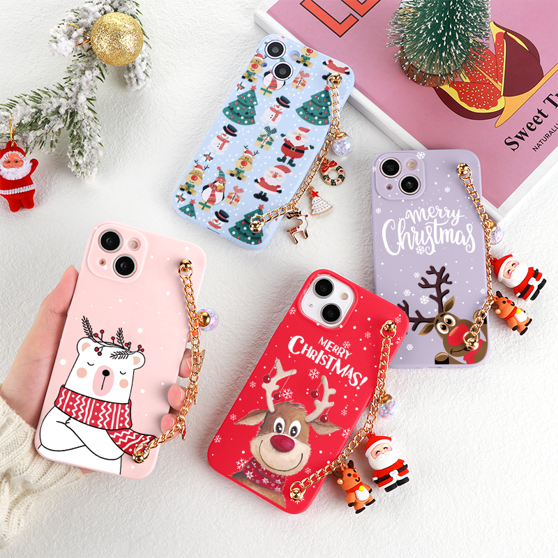 Case Cute Merry Christmas iPhone - Com Pingente