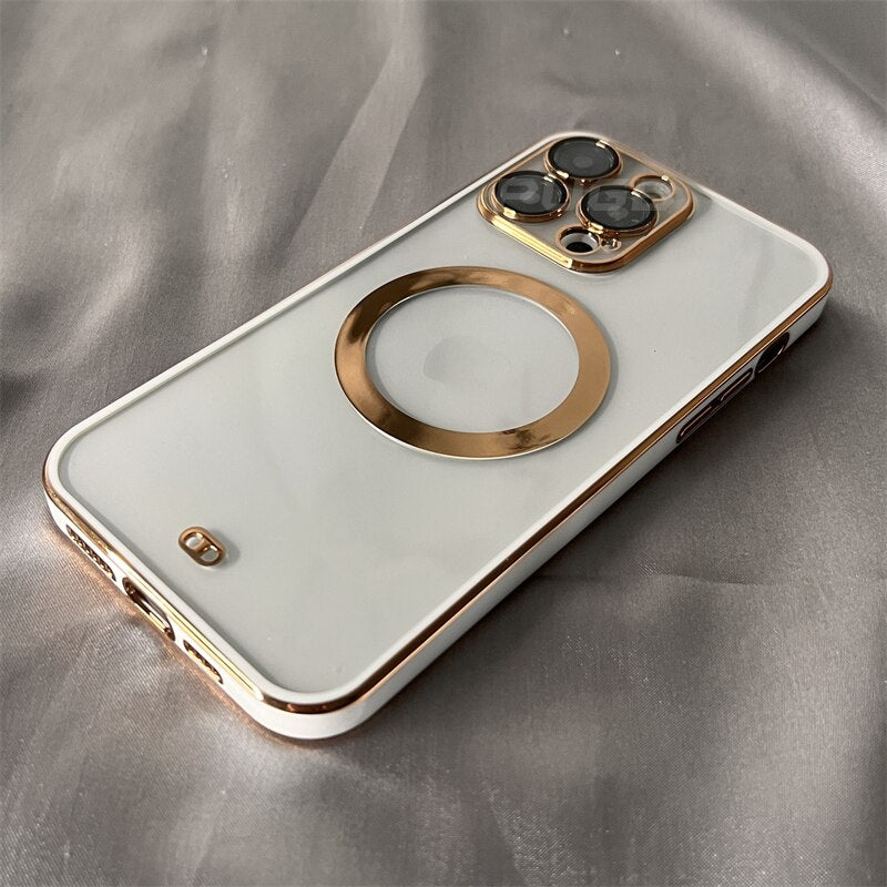 Case Clear Platinium Golden Luxo iPhone