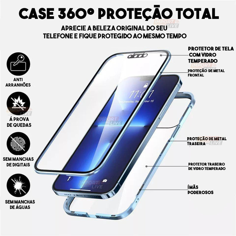Case Magnética Blindada iPhone Dupla Proteção 360º Capinha de Iphone